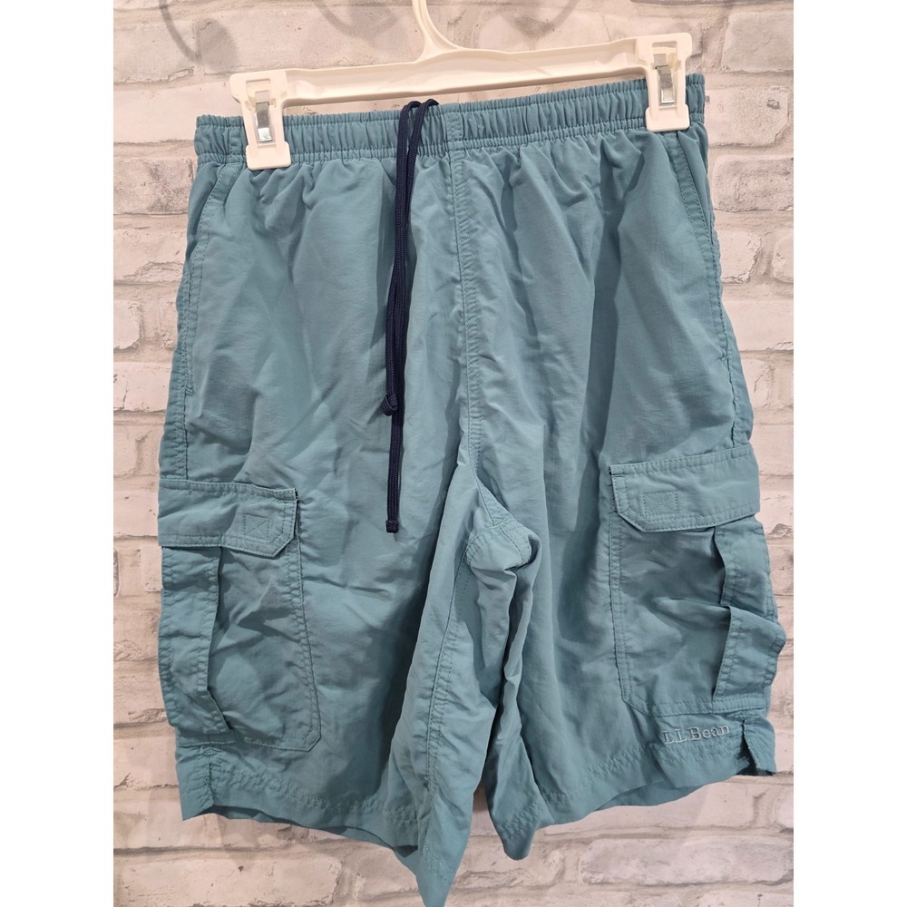 L.L.Bean Men‎ Cargo Lined Mesh Swim Trunks Sz S Teal Swim Shorts Nylon Beach